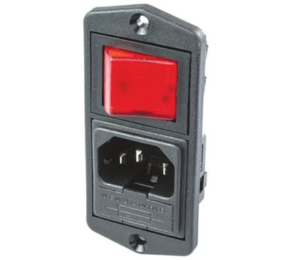 Anslutningspanel med säkringshållare / 2-polig strömbrytare med kontrollampa