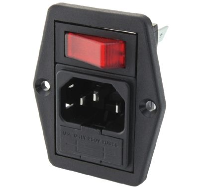 Anslutningspanel med säkringshållare / 1-polig strömbrytare med kontrollampa