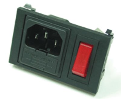 Anslutningspanel med säkringshållare, 1-polig strömbrytare med kontrollampa