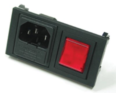 Anslutningspanel med säkringshållare, 2-polig strömbrytare med kontrollampa