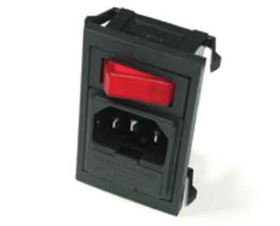Anslutningspanel med säkringshållare, 1-polig strömbrytare med kontrollampa