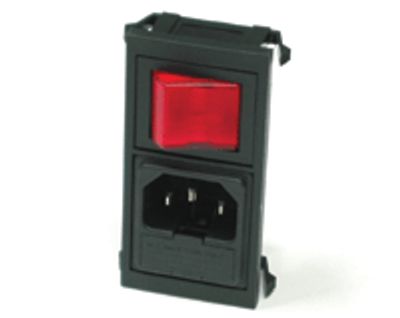 Anslutningspanel med säkringshållare, 2-polig strömbrytare med kontrollampa