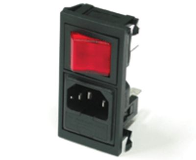 Anslutningspanel med säkringshållare, 2-polig strömbrytare med kontrollampa