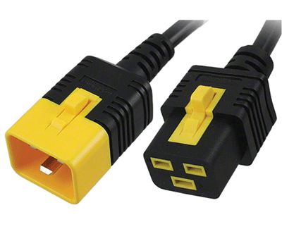 Förlängningskabel med låsning C19/C20 svart 2m *