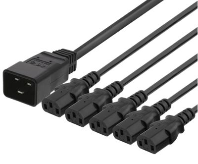 Grenuttag C20/5xC13 svart 1m