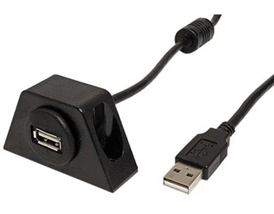 USB-förlängningskabel USB 2.0 för panelmontering USB-A/USB-A svart 1,2m