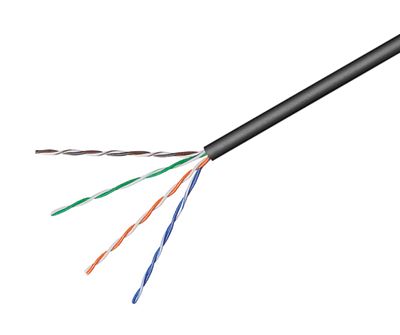 LAN-kabel Cat5e (patch) U/UTP svart PE 100m/rulle