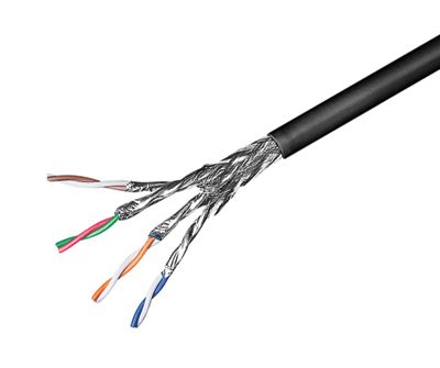 LAN-installationskabel Cat6 S/FTP svart PE 100m/rulle