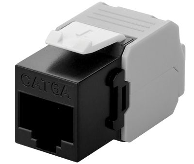 Modulär chassikontakt för panel 8/8-polig (RJ45/Cat6a) UTP svart