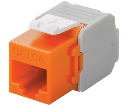 Modulär chassikontakt för panel 8/8-polig (RJ45/Cat6a) UTP orange