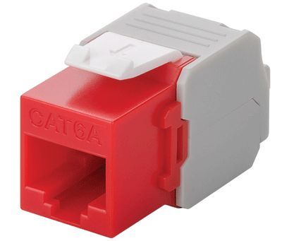 Modulär chassikontakt för panel 8/8-polig (RJ45/Cat6a) UTP röd