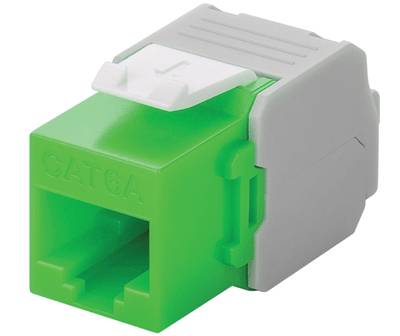 Modulär chassikontakt för panel 8/8-polig (RJ45/Cat6a) UTP grön