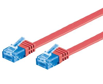 Cat6a-anslutningskabel flat oskärmad (U/UTP) röd 1m