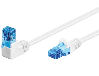 Cat6a-anslutningskabel vinkel oskyddad (U/UTP) vit 5m
