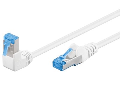 Cat6a-anslutningskabel vinklad skyddad (S/FTP) vit 10m