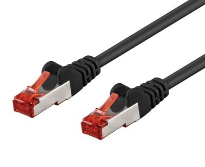 Cat6-anslutningskabel skyddad S/FTP svart 25m