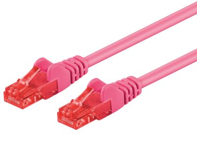Cat6-anslutningskabel oskärmad (U/UTP) ljusrosa 2m