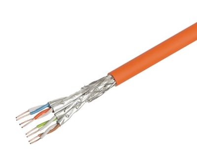 LAN-installationskabel Cat7a (solid) S/FTP orange 100m/rulle