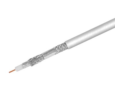 Koaxialkabel 75 ohm vit 100 m/rulle