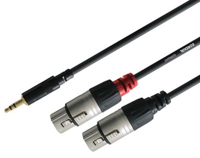 Ljudanslutningskabel 3,5 mm stereoplugg / 2 x XLR-hona svart 3m