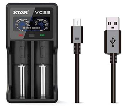 Laddare för två 3,6-3,7V Li-Ion-batterier / två 1,2V NiMh-batterier