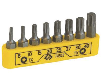 8-delars torx-maskinbitsset 25mm T8-T40