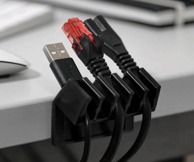 Kabelhållare med självhäftande tejp plast svart 2 st/förp