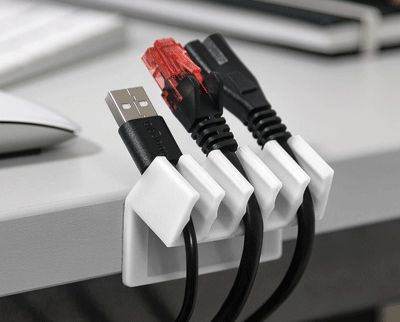 Kabelhållare med självhäftande tejp plast vit 2 st/förp