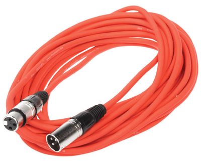 XLR-mikrofonkabel hane/hona röd 6m