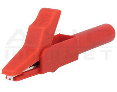 Gäddkäkskontakt för 4 mm banankontakt Cat II 300V röd (CR-4PM-R)