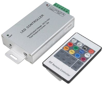 Fjärrstyrd RGB-LED-ljusregulator 3x4A 12Vdc/144W 24Vdc/288W (CTR-RGB-4A-01)