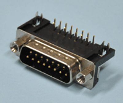 D-kontakt för kretskort vinkel (lång) 15-polig hane