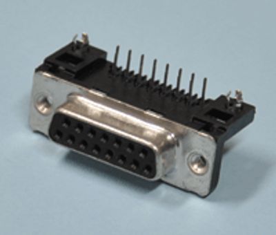D-kontakt för kretskort vinkel (lång) 15-polig hona