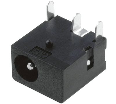 DC-chassikontakt för kretskort, vinkelmodell 1,3 mm/3,5 mm