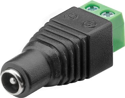 DC-förlängningskontakt med skruvanslutning 2,1 mm/5,5 mm