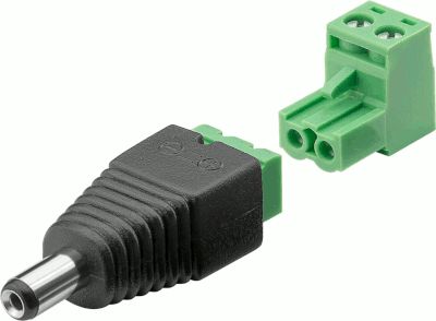 DC-kontakt med skruvanslutning 2,1 mm/5,5 mm