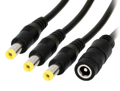 DC-fördelare 2,1mm/5,5mm kontakter 3-delad 0,35m