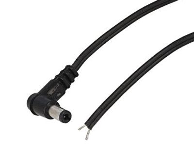 DC-anslutningskabel vinklad 0,7mm/2,35mm svart 1,5m