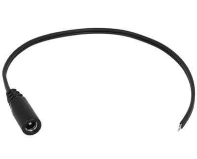 DC-anslutningskabel rak 2,5mm/5,5mm svart 3m