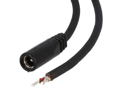 DC-anslutningskabel rak 2,1mm/5,5mm svart 1,5m