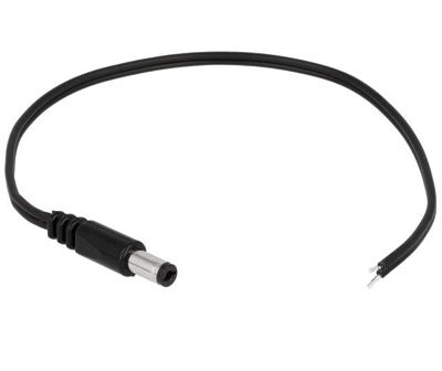 DC-anslutningskabel rak 2,1mm/5,5mm svart 1,5m