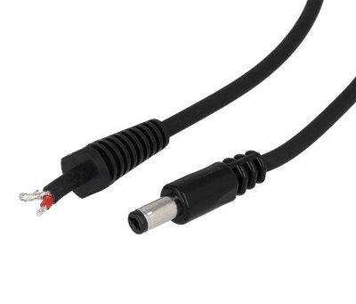 DC-anslutningskabel rak 2,5mm/5,5mm svart 1,5m