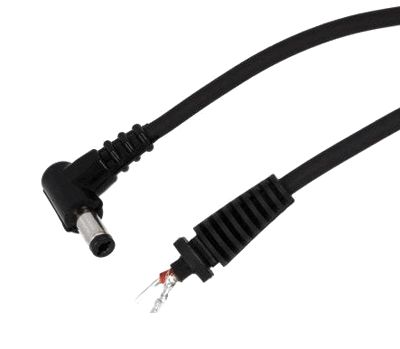 DC-anslutningskabel vinklad 2,5mm/5,5mm svart 1,5m