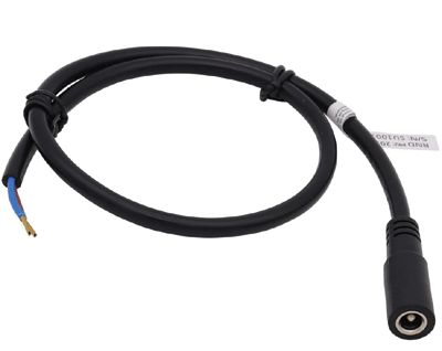 DC-anslutningskabel rak 2,5mm/5,5mm svart 5m (205-01304)