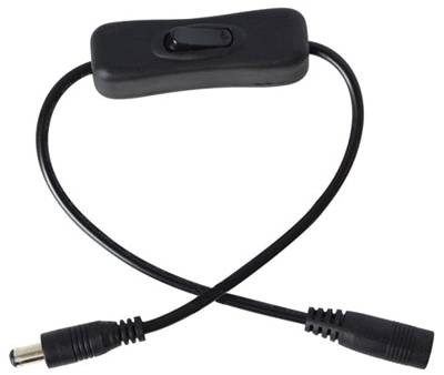 DC-förlängningskabel med strömbrytare 2,1mm/5,5mm kontakter 0,3m