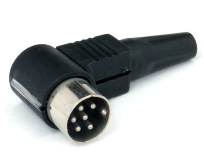 DIN-kontakt vinklad 6-polig hane svart