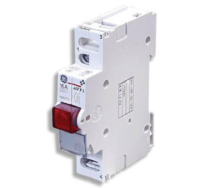 Tryckknapp med indikatorlampa för DIN-skena 1xOFF-(ON) 16A 240Vac röd