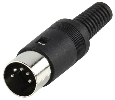 DIN-kontakt 5-polig hane 45° svart