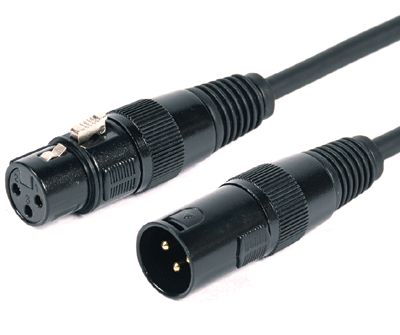 DMX-anslutningskabel 3-polig XLR-hane / XLR-hona svart 3m