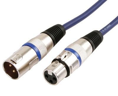 DMX-anslutningskabel 3-polig XLR-hane / XLR-hona blå 1m